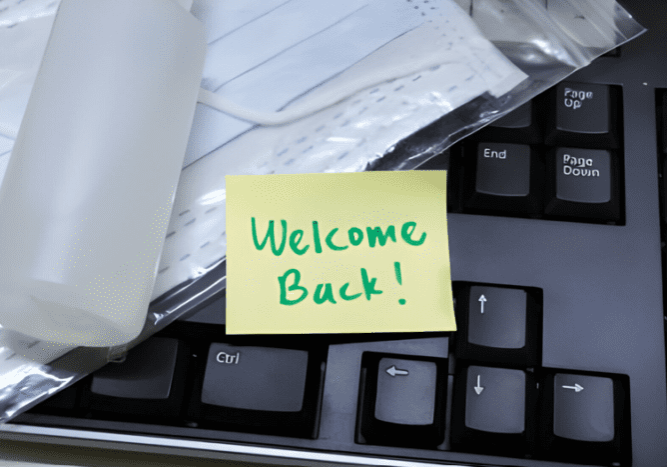 A keyboard specifically designed for "Office Trailblazers" that includes a warm welcome back note.